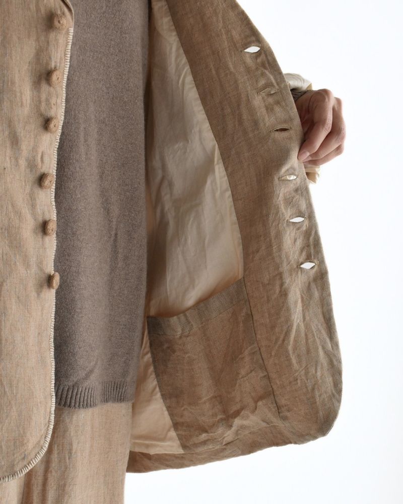 Handwoven 40 Linen Jacket in Beige