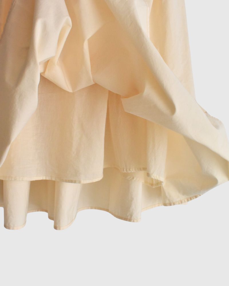 40s ORGANIC POPLIN(PATCHWORK) PINTUCK FLARED SKIRT WITH CRAZY PATCH WORK in Natural/White