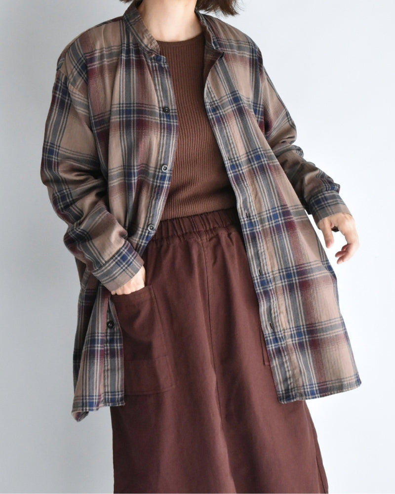 Stand Collar Shirt in Mocha