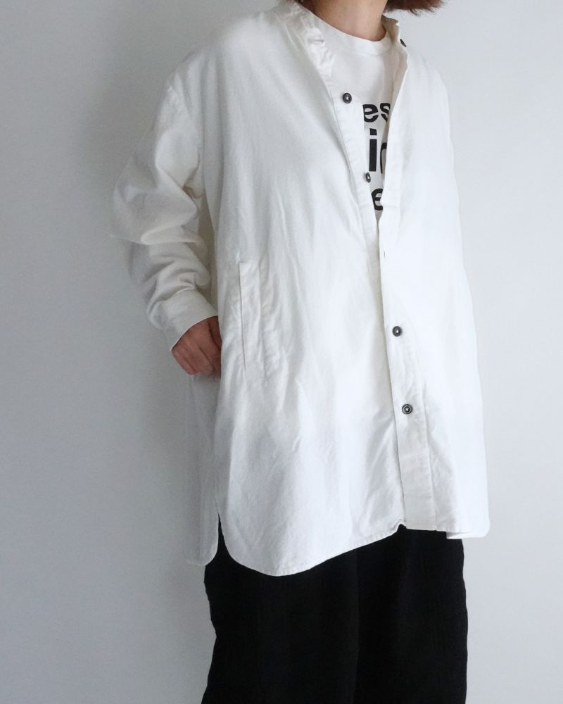 Stand Collar Shirt in White