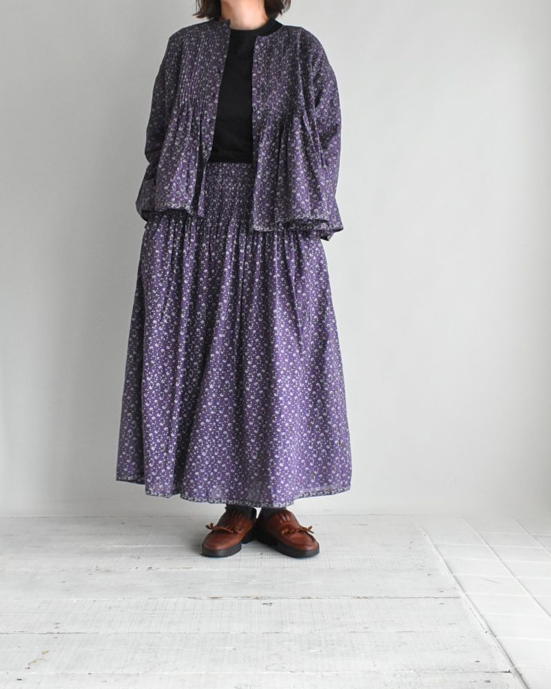 Rajasthan Tuck Gathered Skirt with Lining in Purple