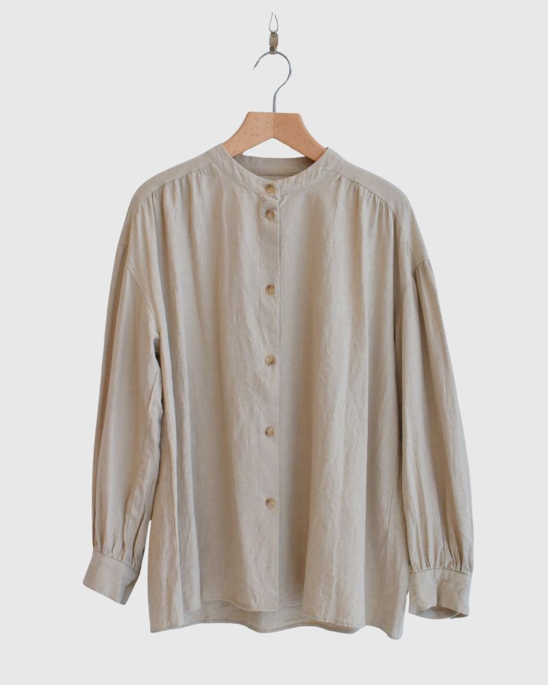 Camille Band Collar Shirt in Natural