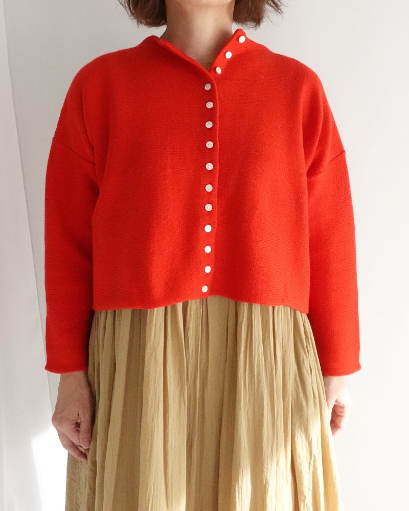 Bottleneck Boiled Wool Knit in Red