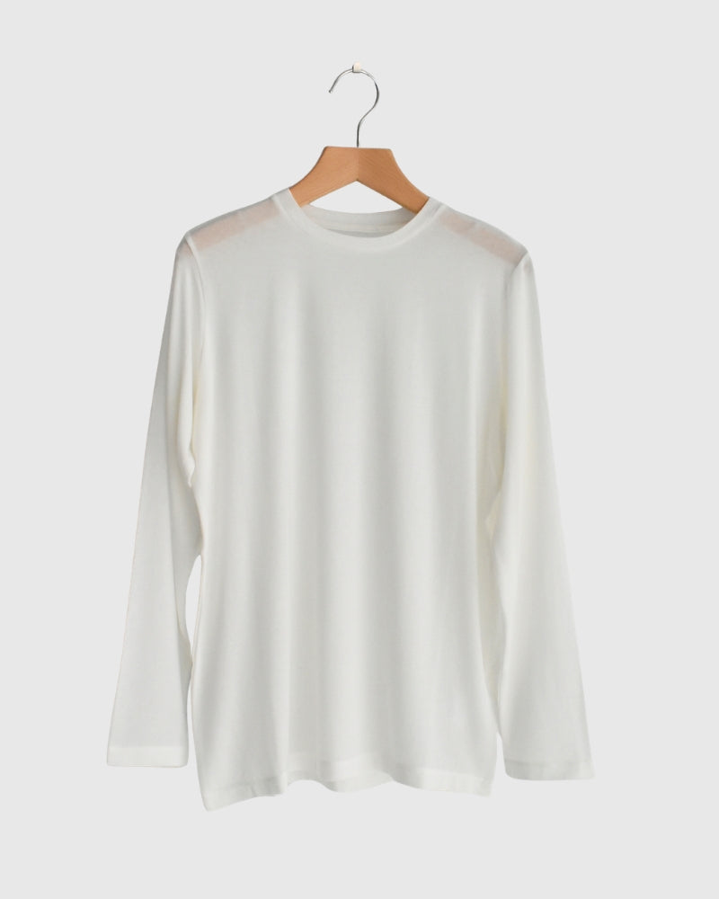 Sheer Jersey Crewneck in White