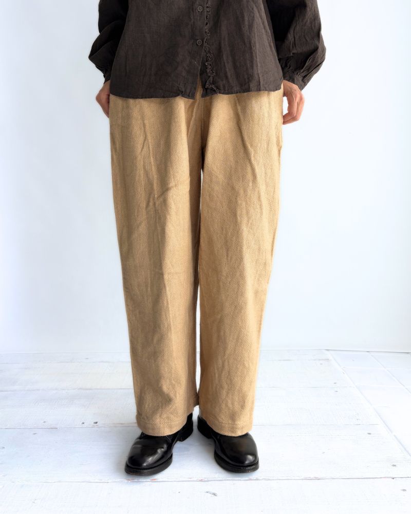 TEORI washed twill loose tapered pants in LightBeige