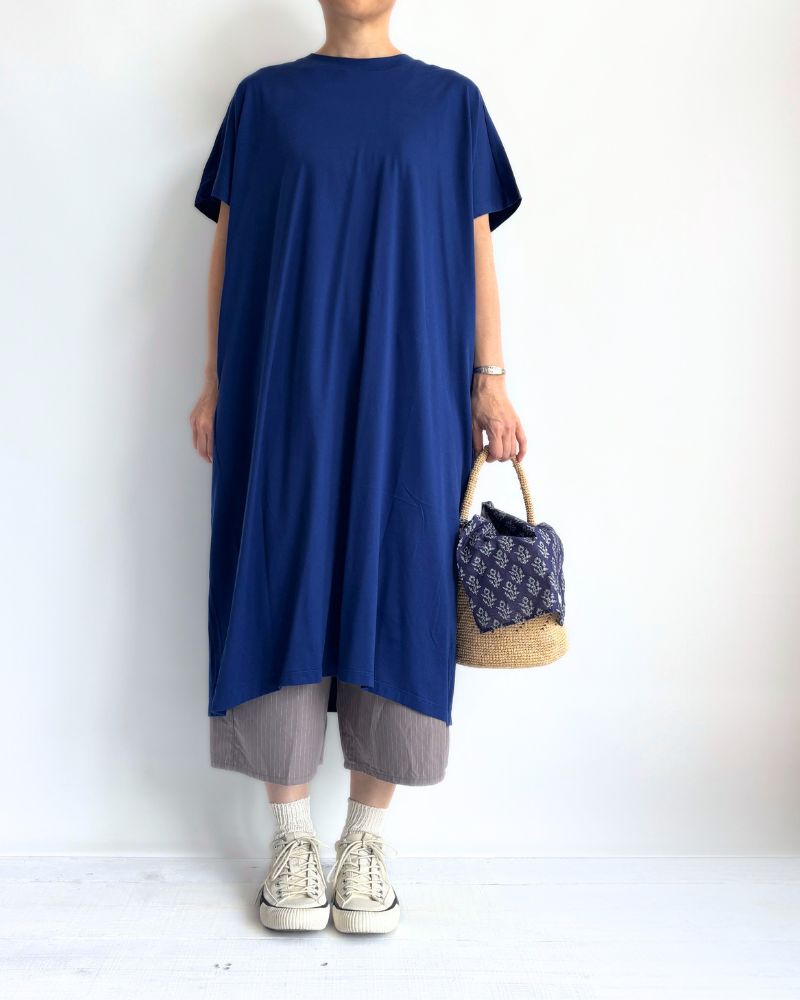 Crew Neck Tuck Dress – 100% Cotton | denier | Made in Japan