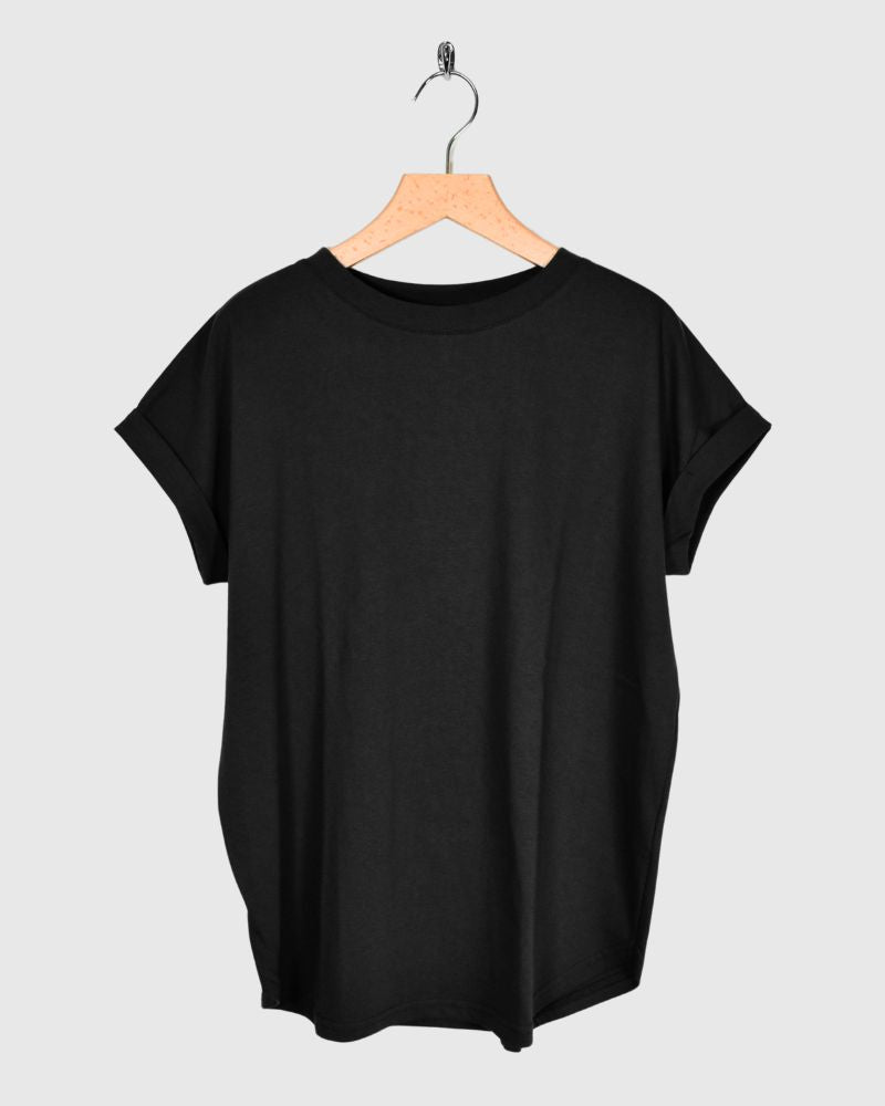 ROLLUP SLEEVE TOPS 'FERRIO' in Black