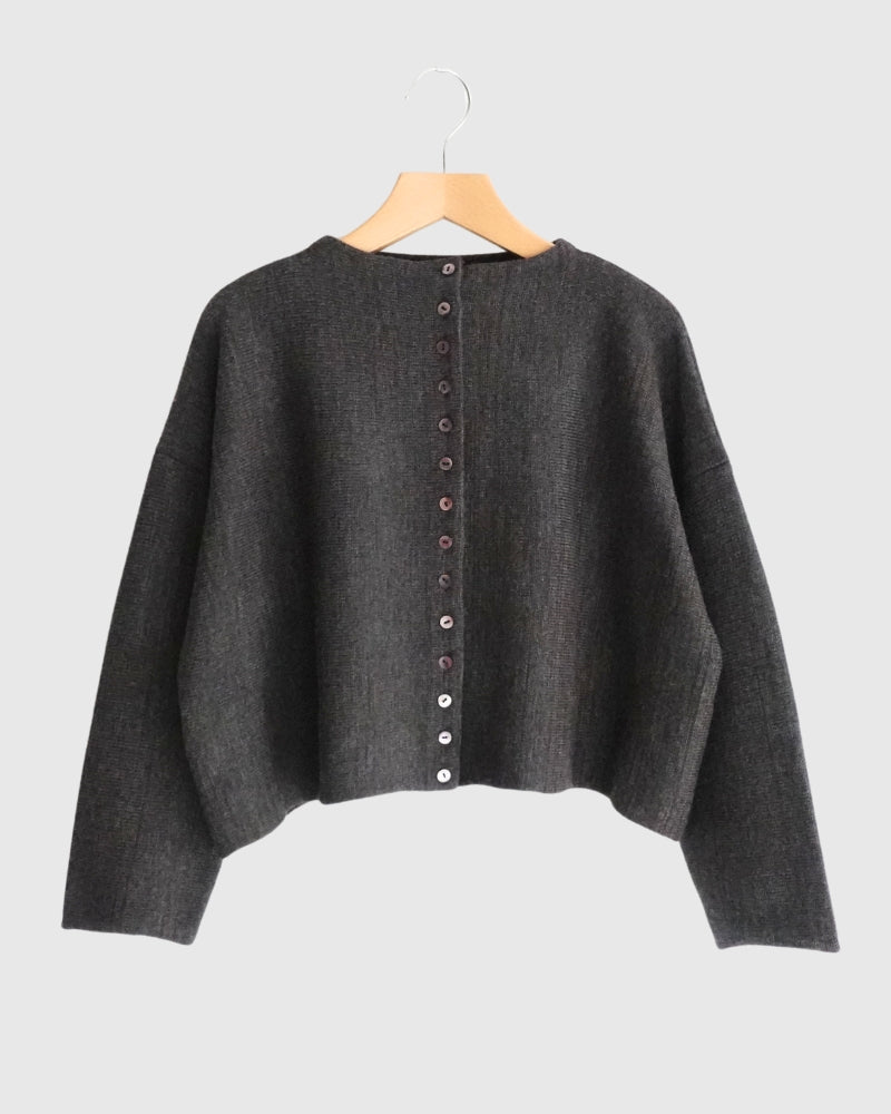 Veritecoeur Bottleneck Boiled Wool Knit in Brown