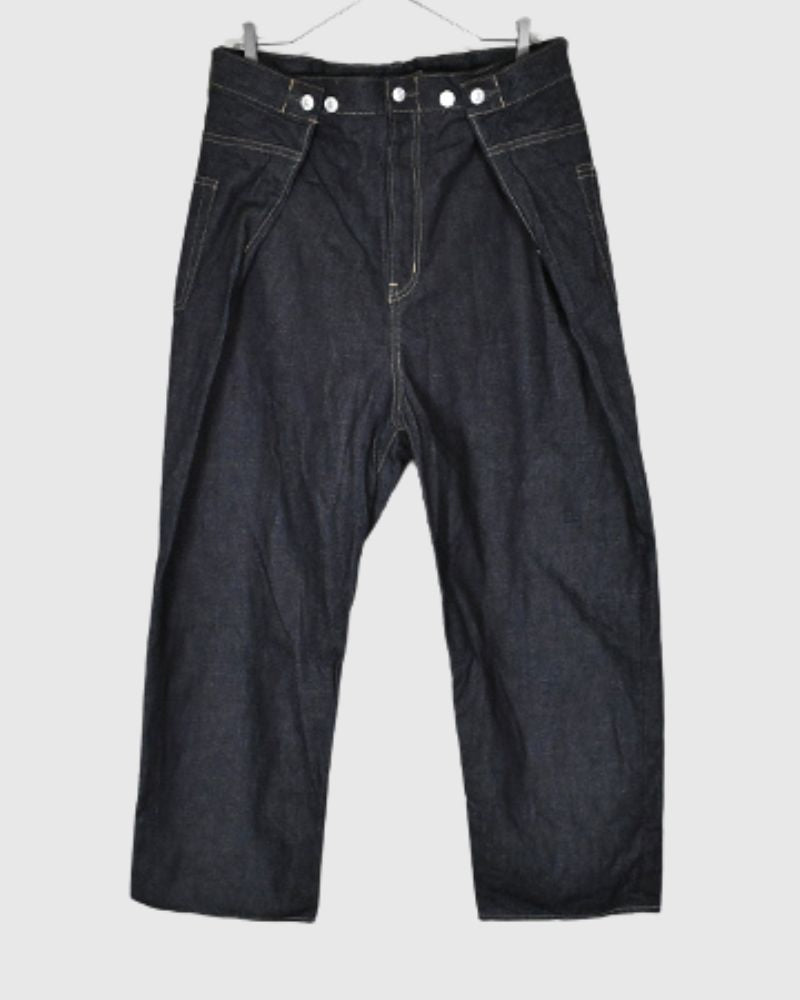 Denim Wrap Pants in Navy