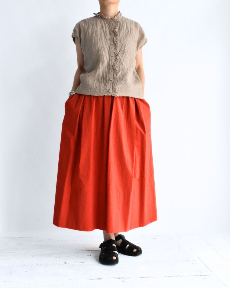 Easy Tuck Skirt in Orange