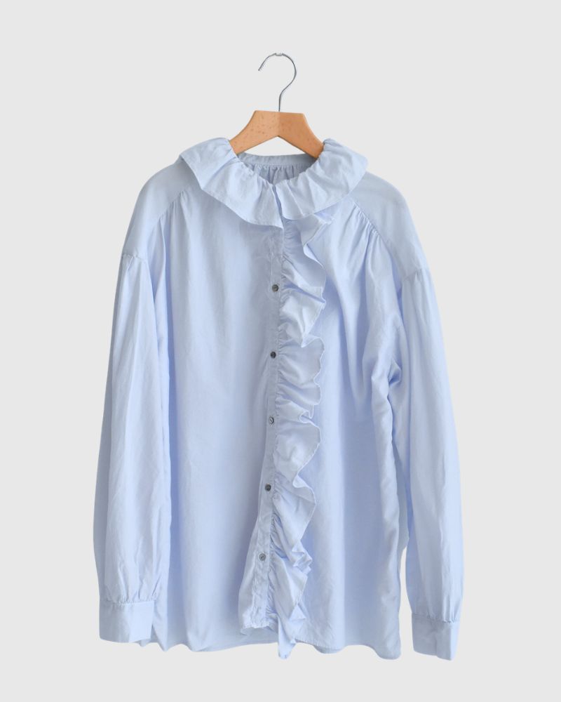 Ruffle Blouse in Sax