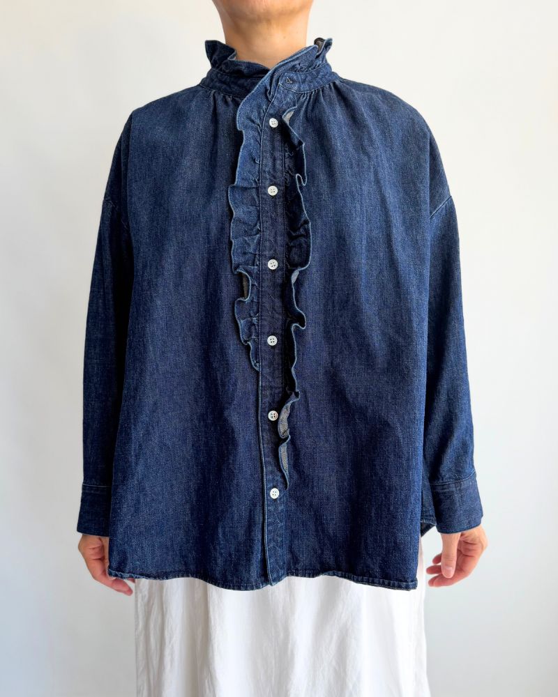 [Pre-order] F/W LA518 Ordinary Denim Frill Blouse (Late Sep - Early Oct)