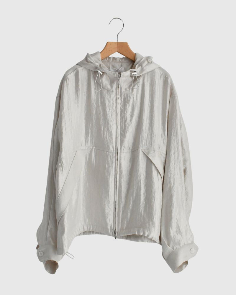 Shiny Hoodie Blouson in OffBeige