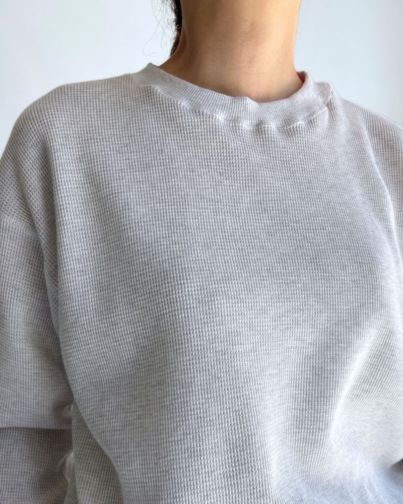 Waffle Long Sleeve Tee in OatmealGray