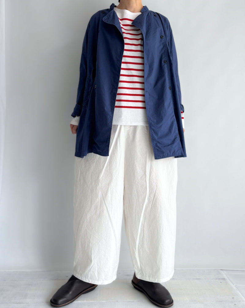60s COTTON POPLIN OVERDYE STAND COLLAR DOUBLE BREAST JACKET in Blue