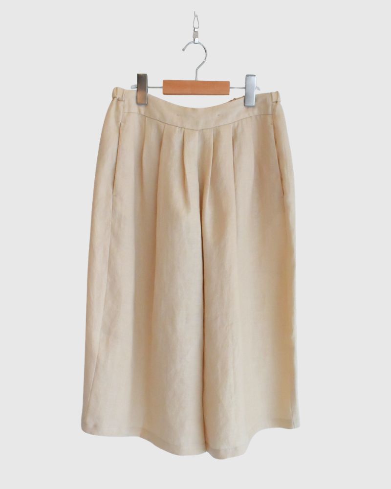 Sarrouel Wide Short Length Pants in Ivory