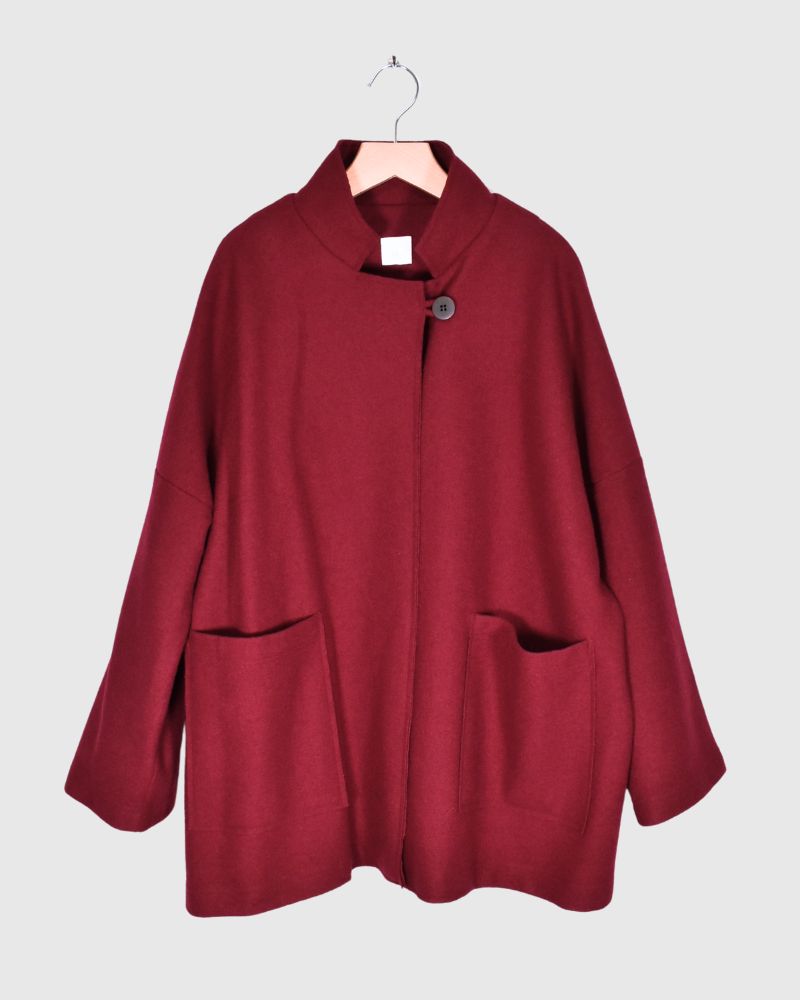 Stand Collar Square Jacket (W/N) in Red