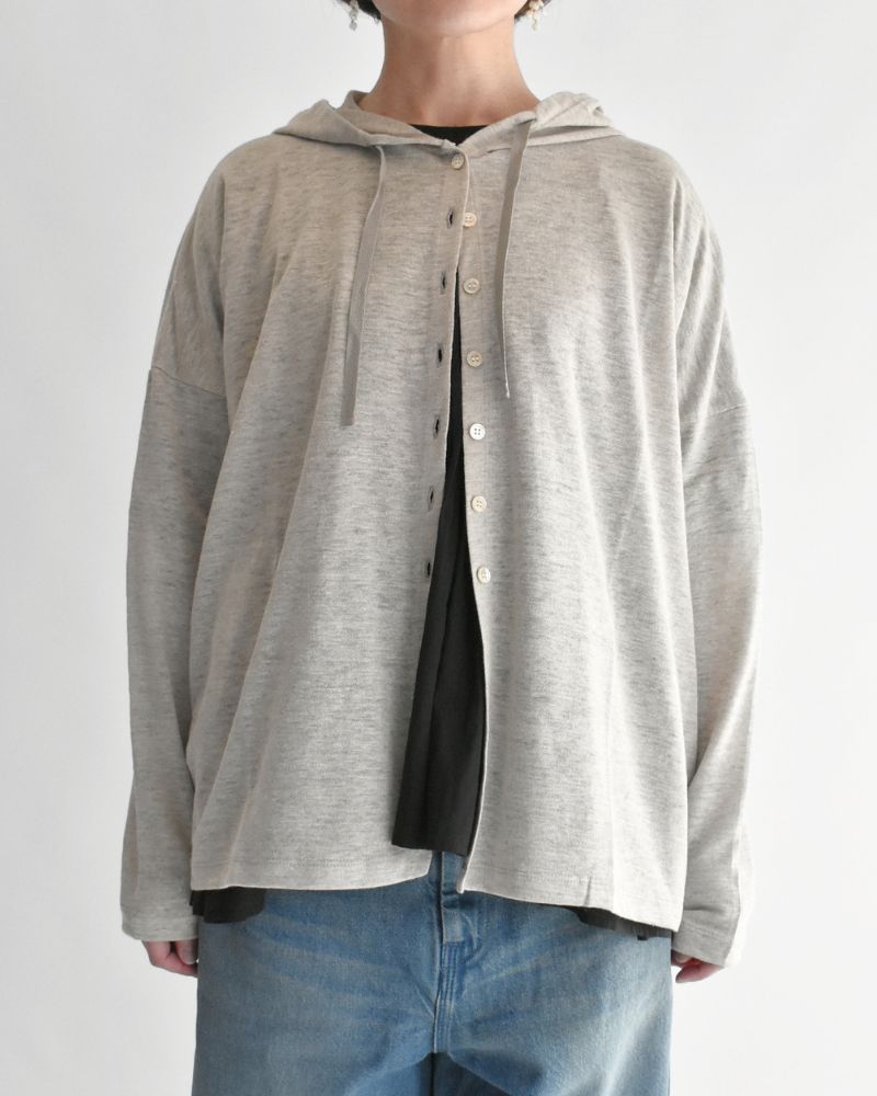 Linen Hooded Cardigan in Natural