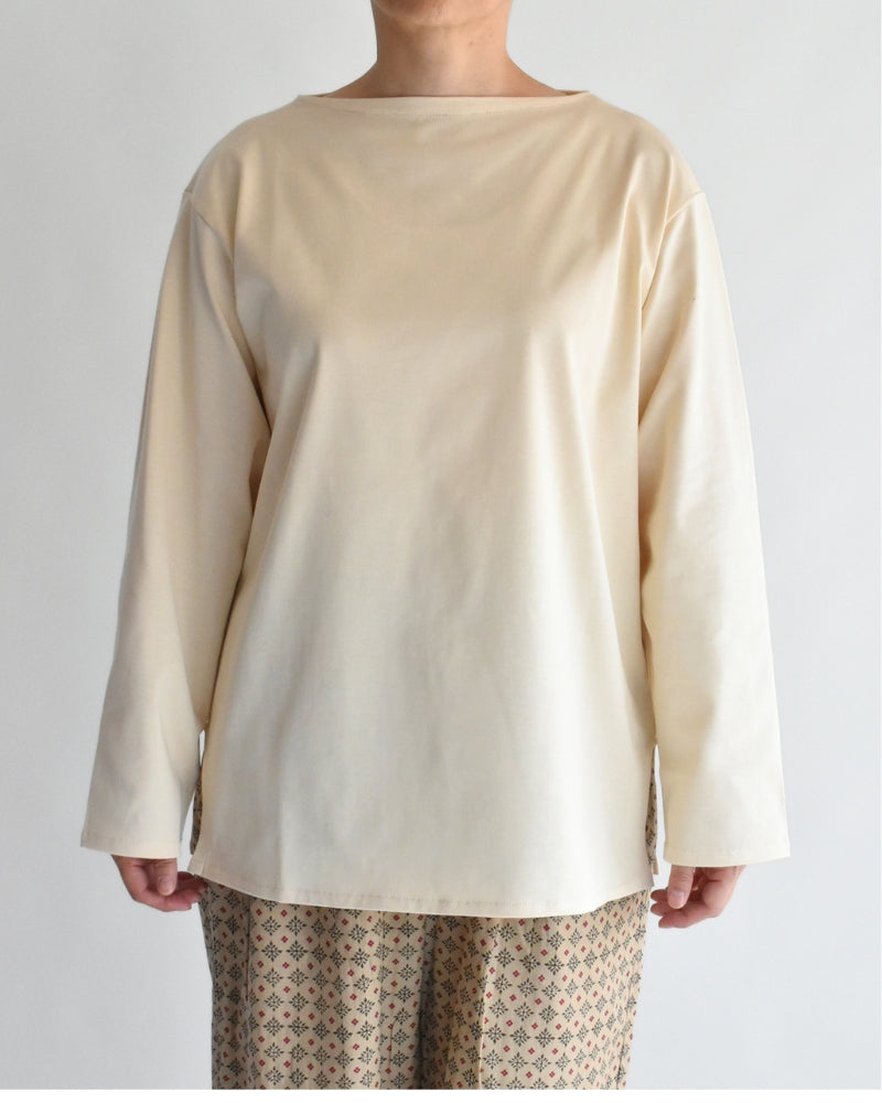 Giza Cotton Basque T-Shirt in Ivory