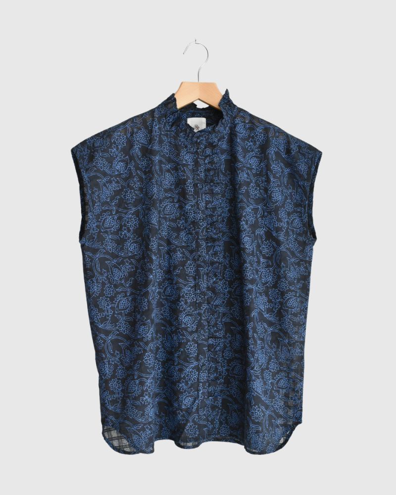 FRENCH/SL FRILL COLLAR SHIRTS in Navy/Blue