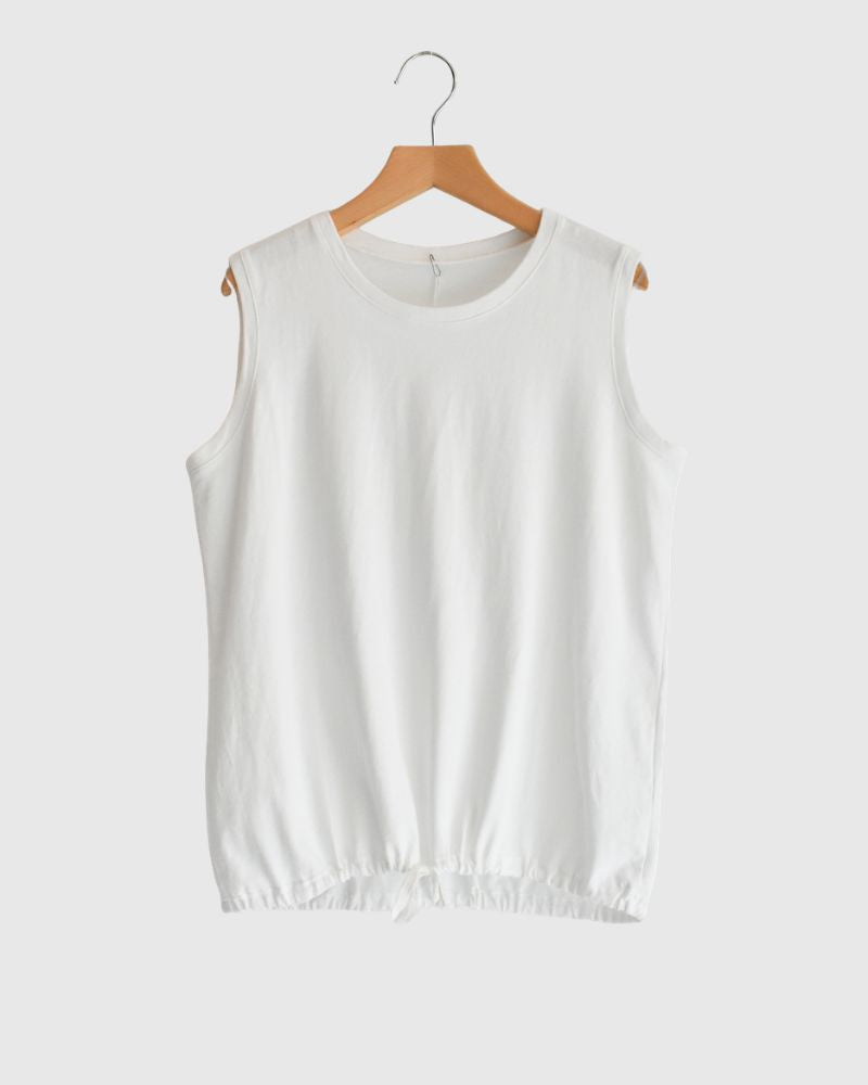 Sleeveless Drawstring T-shirt White