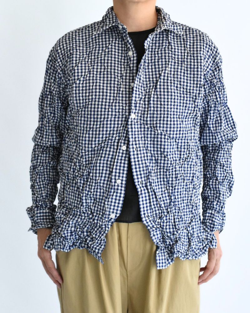 Regular Collar Long Sleeve Shirt in BlueGingham