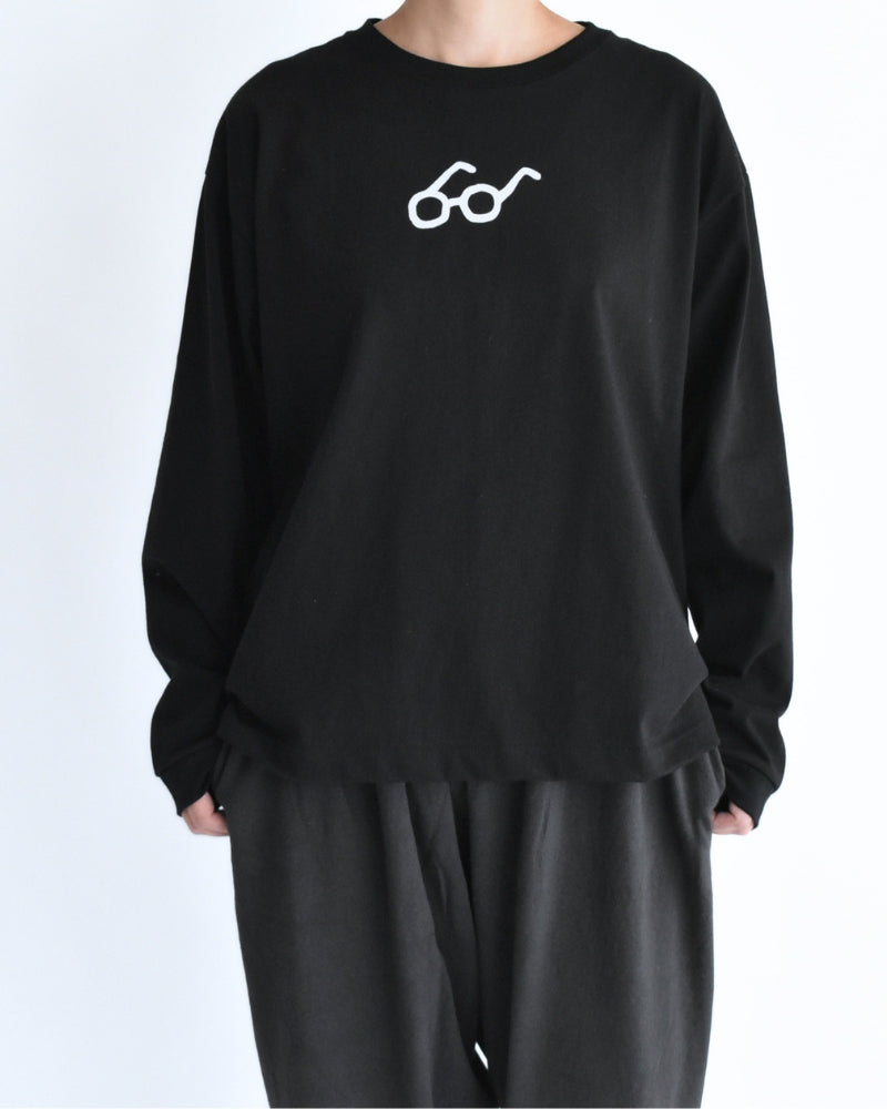 Men's Glasses Long Sleeve Tee in Black TT204p | tsukinowa - miel