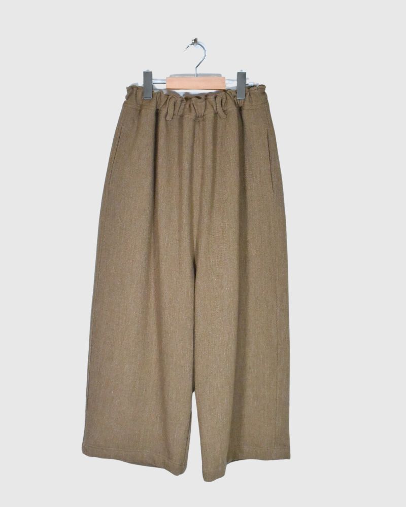 MERINO WOOL ORIHIMEDAKI PANTS in Beige