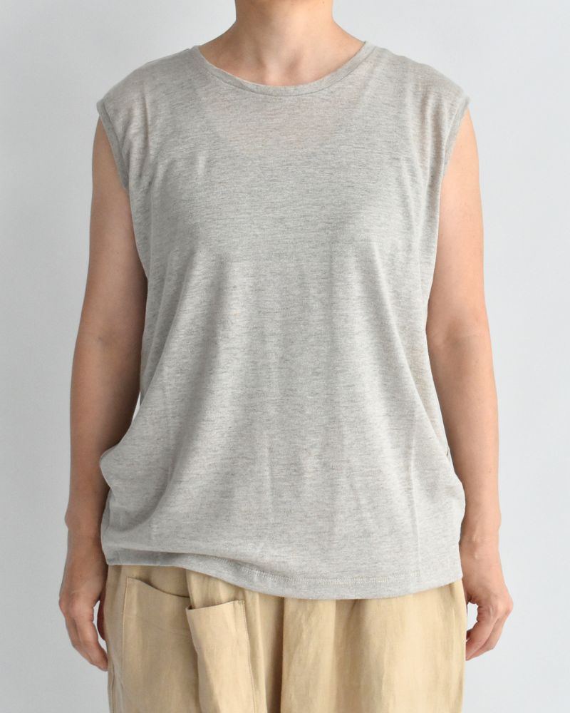 Crewneck Sleeveless T-Shirt in Natural
