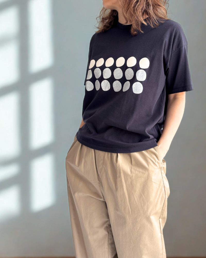 Jersey Print Tee 'CIRCLE' in Navy