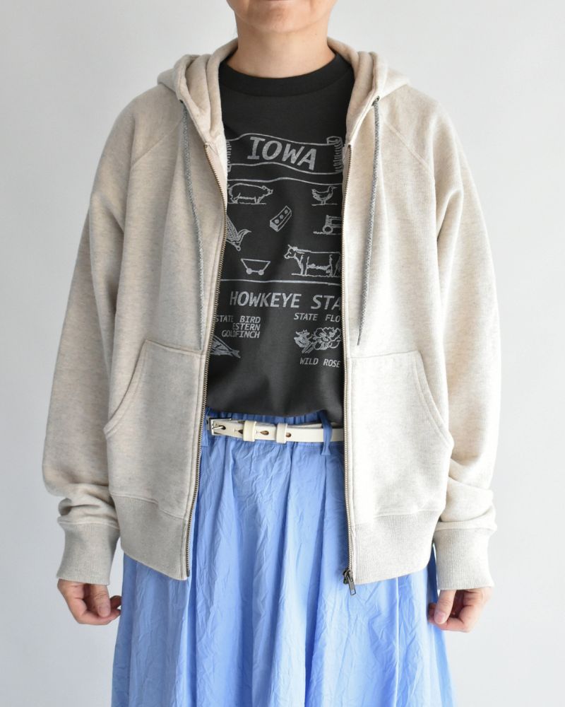 RAFFY FRENCH TERRY ZIP HOODIE in Oatmeal