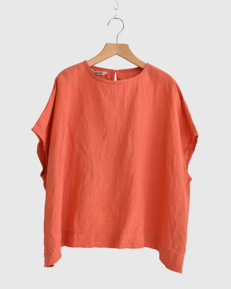 French Linen Pullover in Orange