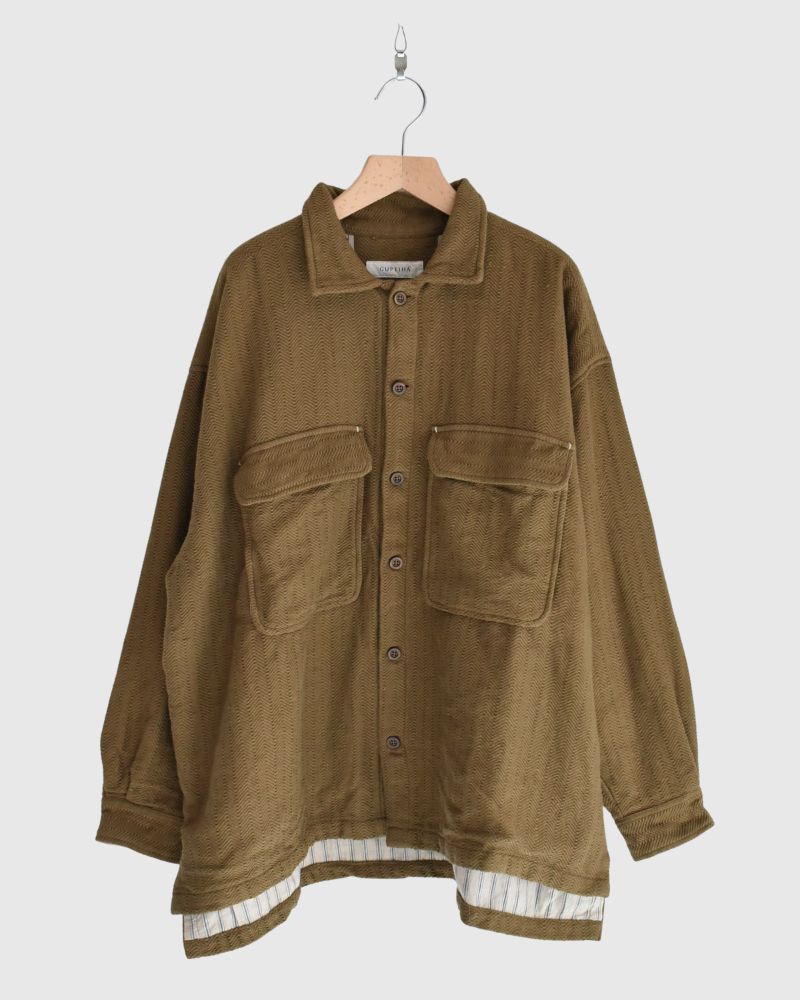 TEORI Cotton Herringbone Jacket in KhakiBrown