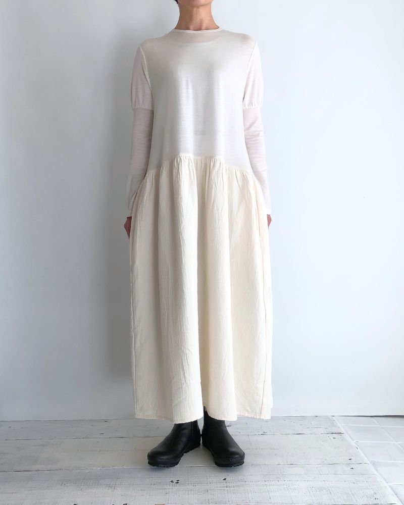 PUFF SLEEVE ONE PIECE in Ecru