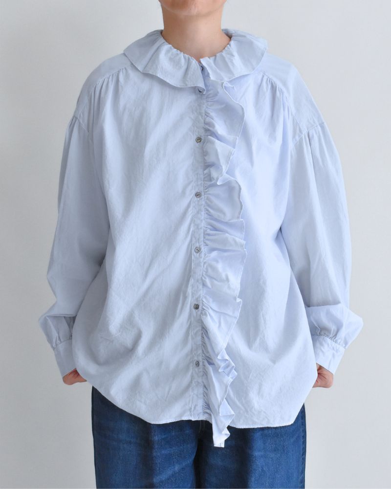 Ruffle Blouse in Sax