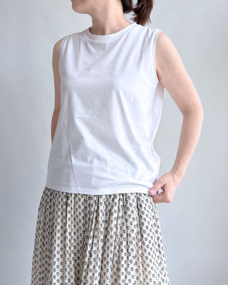 Shoulder Tuck Tank Top in White
