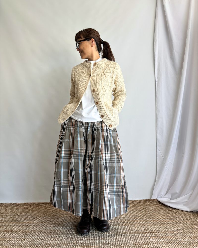 CHECK A LINE SKIRT 'FELINA' in BeigeBrown