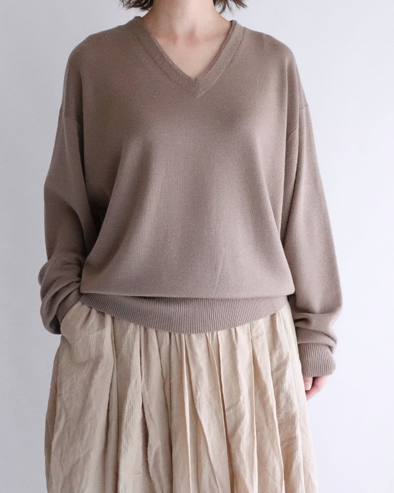 Deep V-Neck Sweater in Mocha