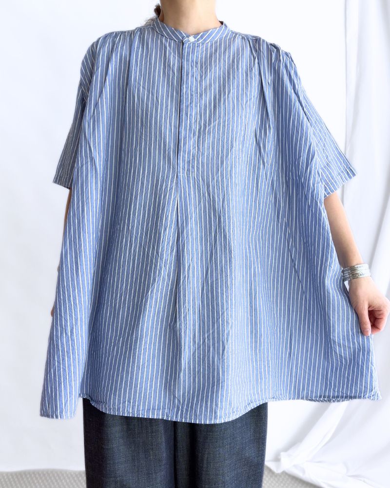 Striped Gathered Shirt in Stripe B