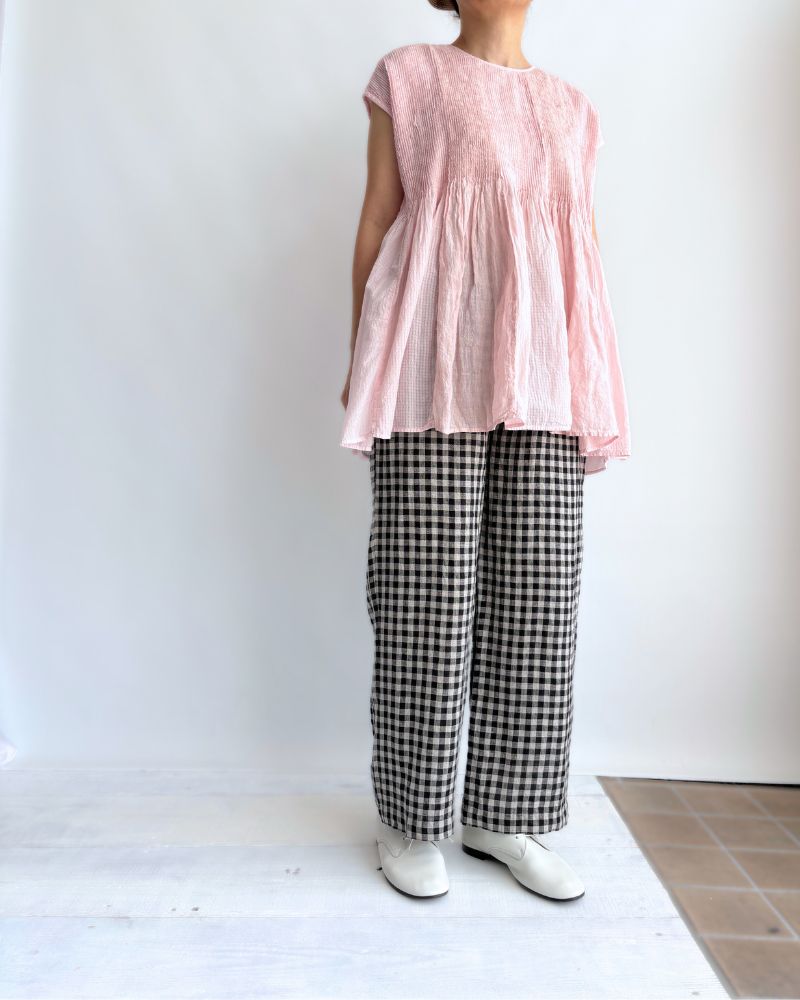 Gingham Check Pants in Natural/Black