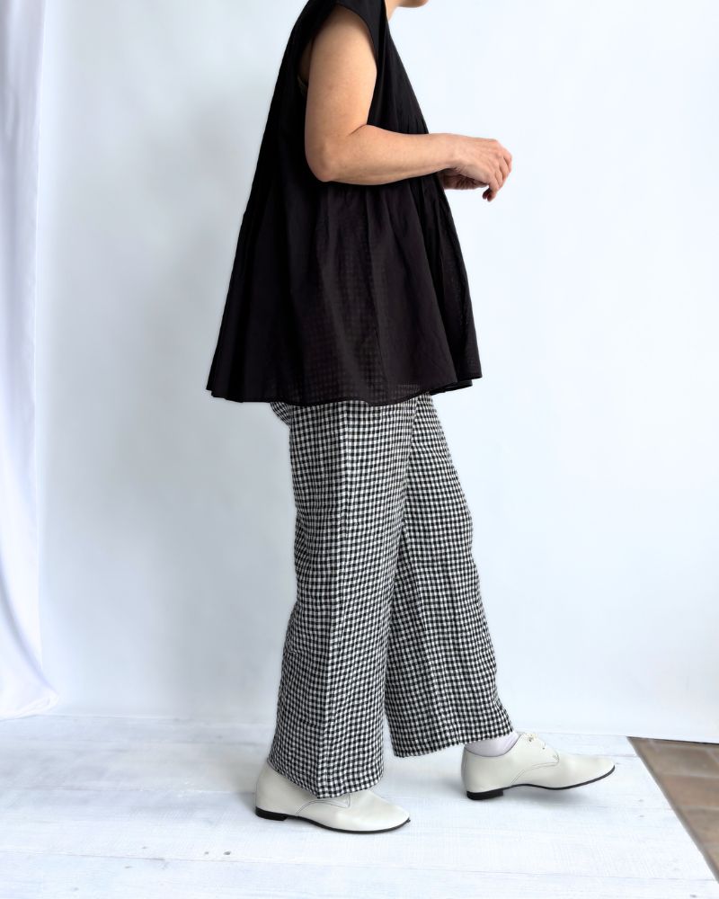 Gingham Check Pants in White/Black