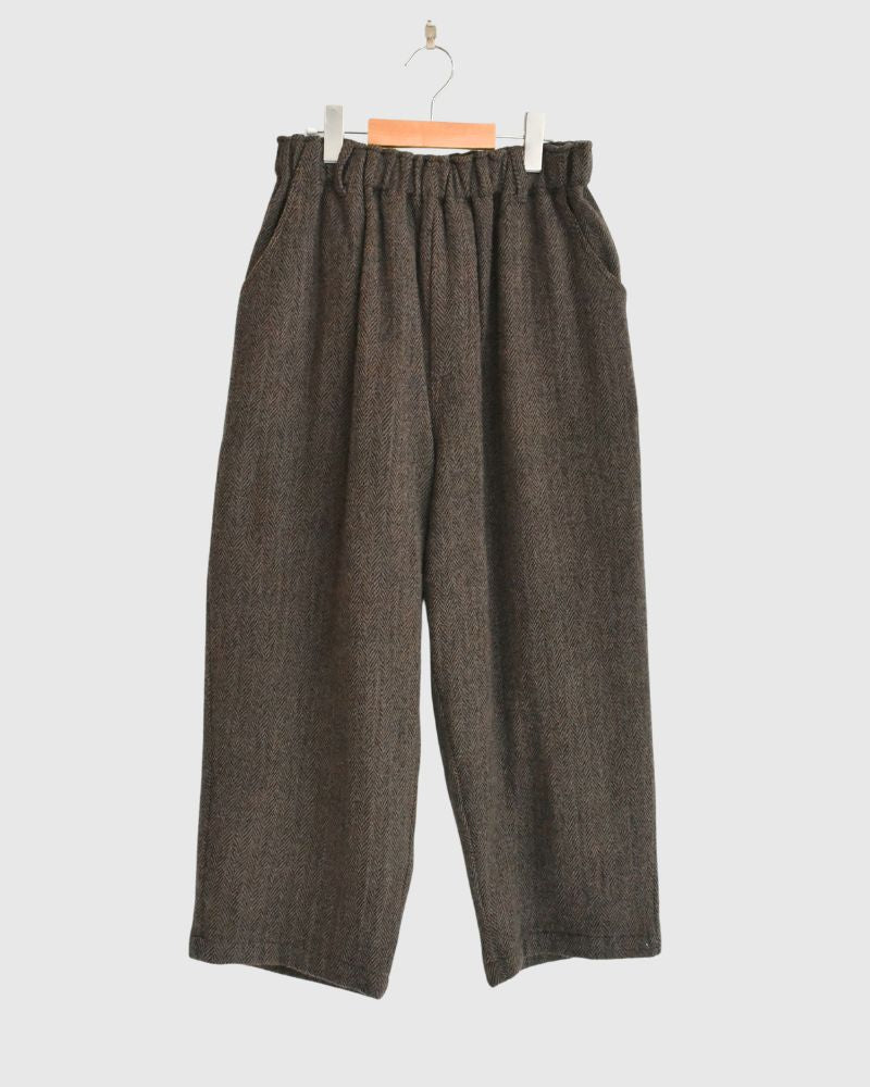 Wool Herringbone Pants in Brown