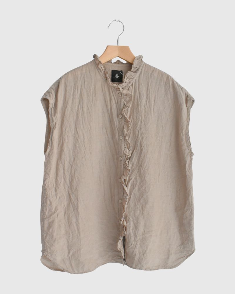 French/SL Frill Collar Shirt in AshBeige