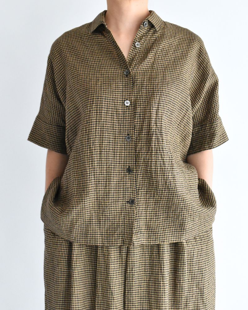 Wide Cuffed Shirt in Camel/Black
