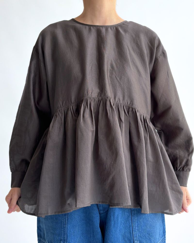 RAHASTHAN TUCK GATHERED PULLOVER in Gray