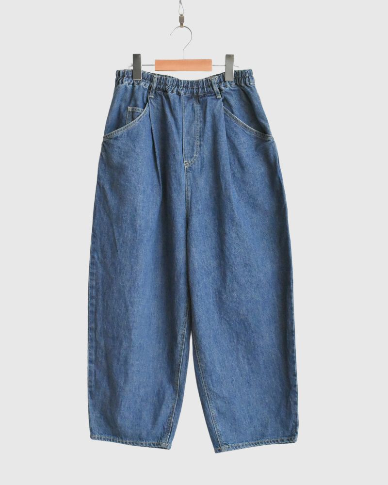 Cotton linen denim pants in FadeBlue