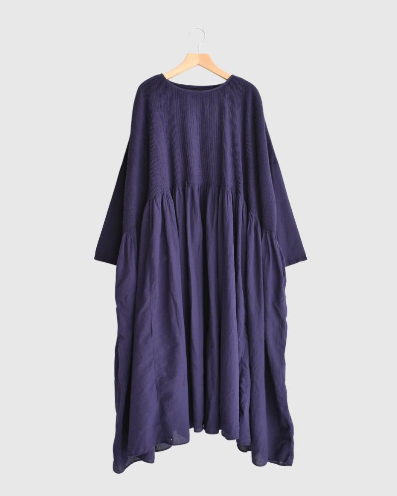 MINI PINTUCK PULLOVER DRESS in Purple