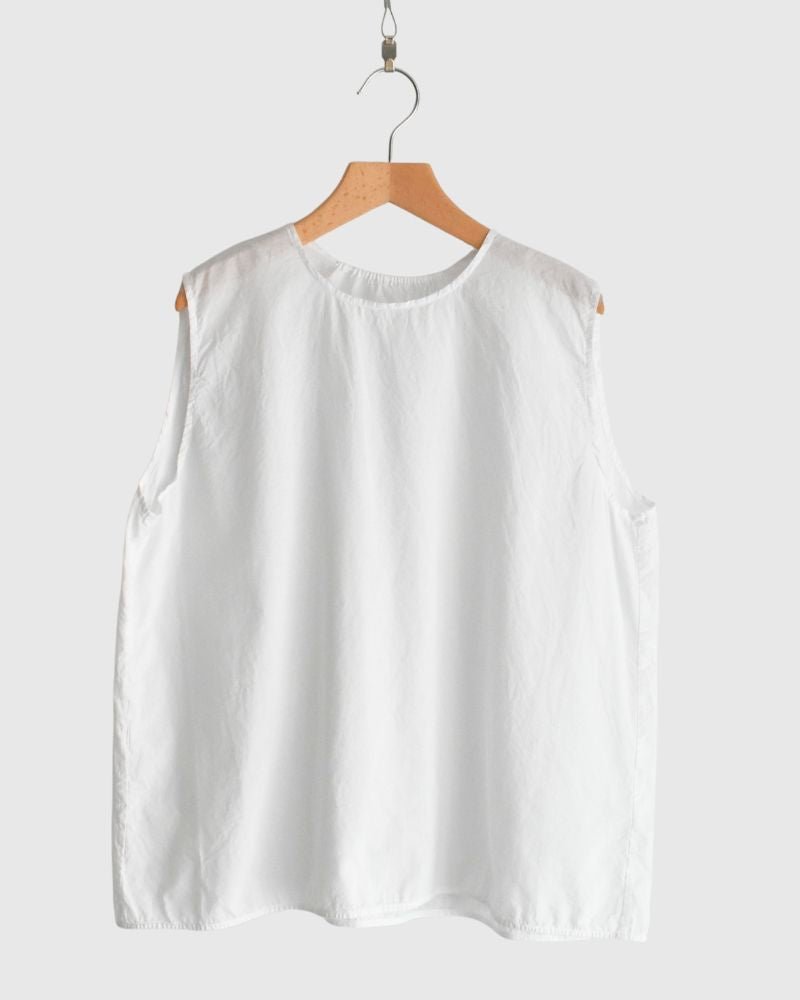 Inner Back Gathered Sleeveless Top in White