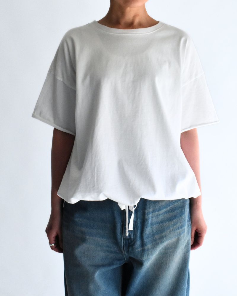 Half-Sleeve Drawstring T-shirt in White