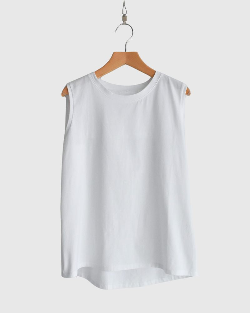 Shoulder Tuck Tank Top in White